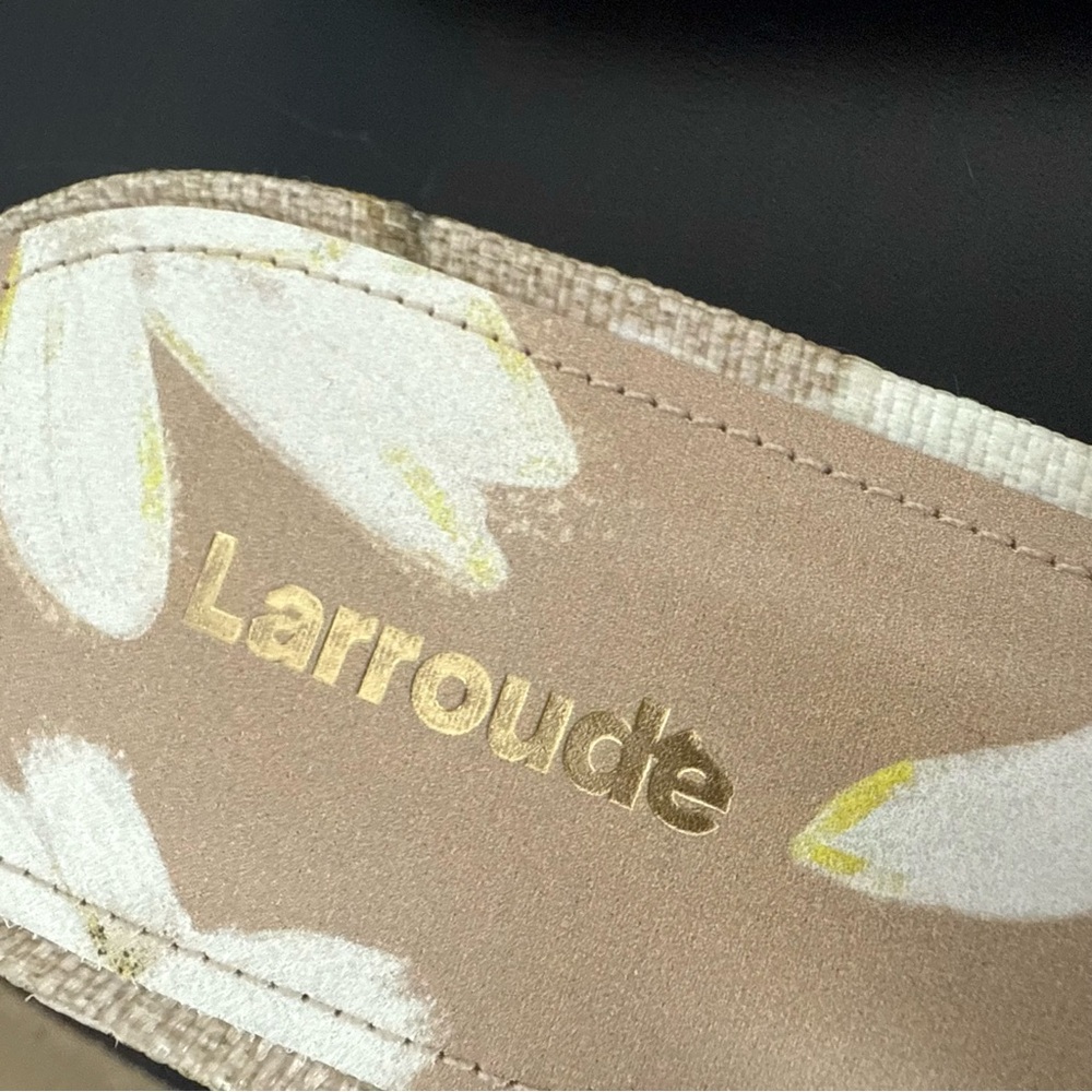 NEW Larroudé Georgina Ballet Flat In Beige Printed Raffia - Picture 6 of 11